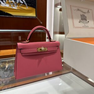 wsxc1774720805532_0 Liu Factory Mini Kelly Epsom Leather Rose Pink Gold Hardware 19cm Full Handmade