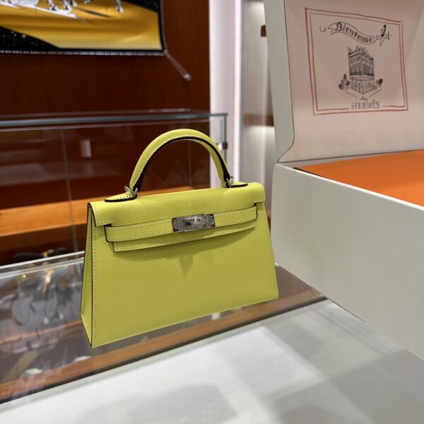 wsxc1774720825151_0 Liu Factory Mini Kelly Epsom Leather Lemon Yellow Silver Hardware 19cm Full Handmade