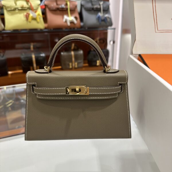 wsxc1775122621533_0 Liu Factory Mini Kelly Epsom Leather Etoupe Grey Gold Hardware 19cm Full Handmade