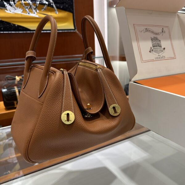 Liu Factory Lindy Togo Leather Golden Brown Gold Hardware 30cm Full Handmade