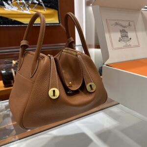 Liu Factory Lindy Togo Leather Golden Brown Gold Hardware 30cm Full Handmade