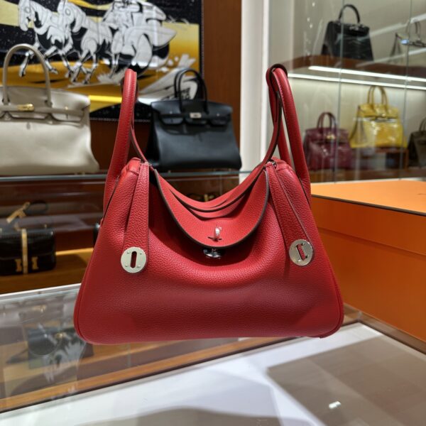 Liu Factory Lindy Togo Leather S3 Bright Red Silver Hardware 30cm Full Handmade