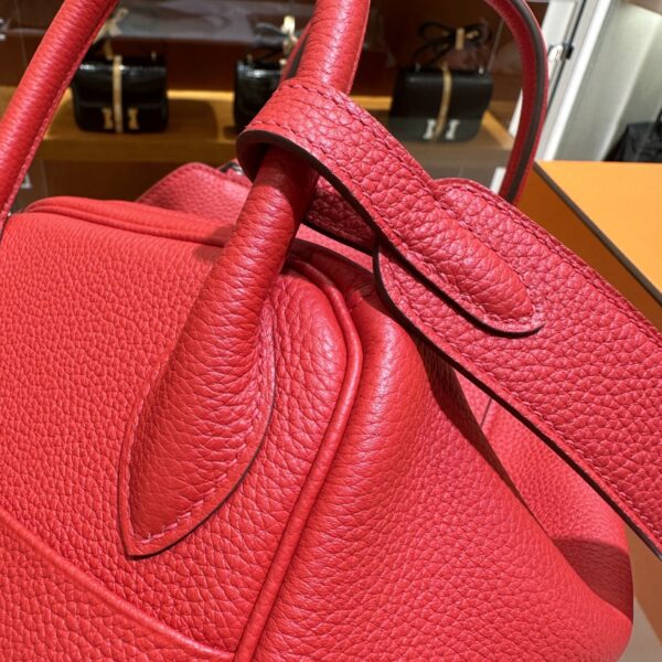 Liu Factory Lindy Togo Leather S3 Bright Red Silver Hardware 30cm Full Handmade