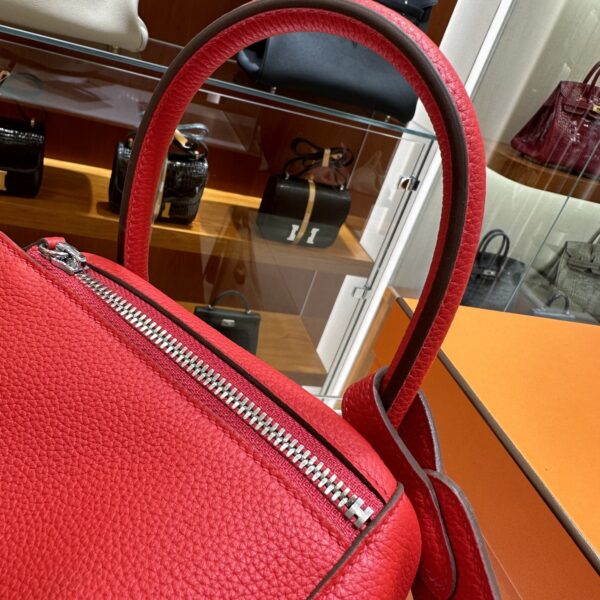 Liu Factory Lindy Togo Leather S3 Bright Red Silver Hardware 30cm Full Handmade