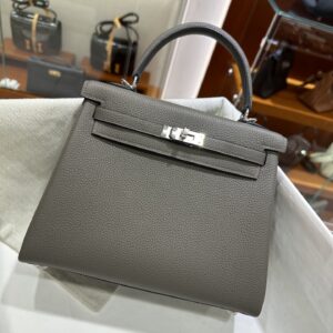 wsxc1778662776044_0 Liu Factory Kelly Togo Leather 8F Medium Grey Silver Hardware 25cm Full Handmade