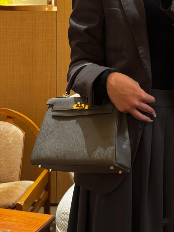 wsxc1778662780641_0 Liu Factory Kelly Togo Leather 8F Medium Grey Silver Hardware 25cm Full Handmade