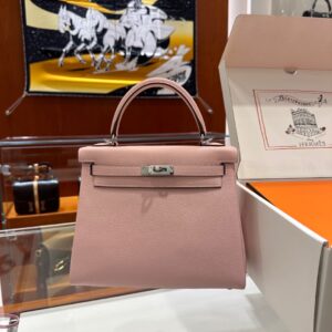 wsxc1778662811010_0 Liu Factory Kelly Togo Leather 3Q Sakura Pink Silver Hardware 25cm Full Handmade