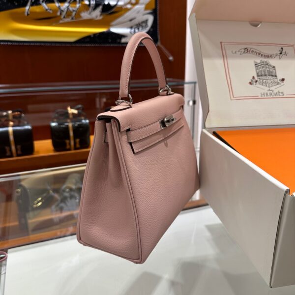 Liu Factory Kelly Togo Leather 3Q Sakura Pink Silver Hardware 25cm Full Handmade