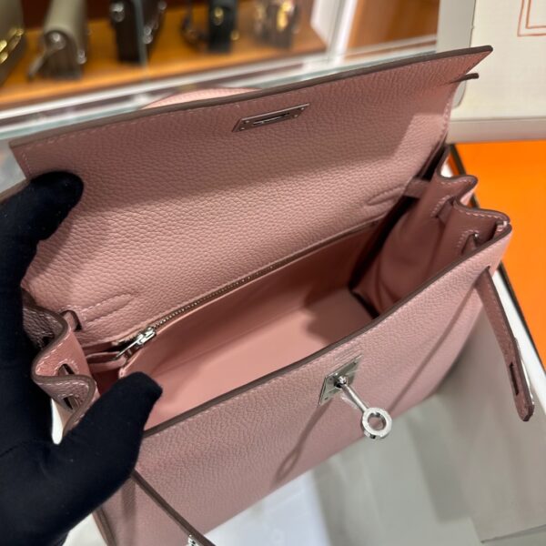 Liu Factory Kelly Togo Leather 3Q Sakura Pink Silver Hardware 25cm Full Handmade