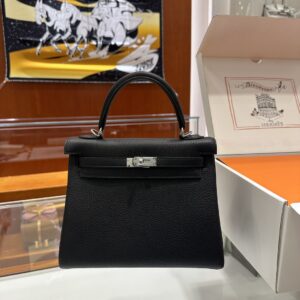 wsxc1778859463712_0 Liu Factory Kelly Togo Leather CK89 Black Silver Hardware 25cm Full Handmade