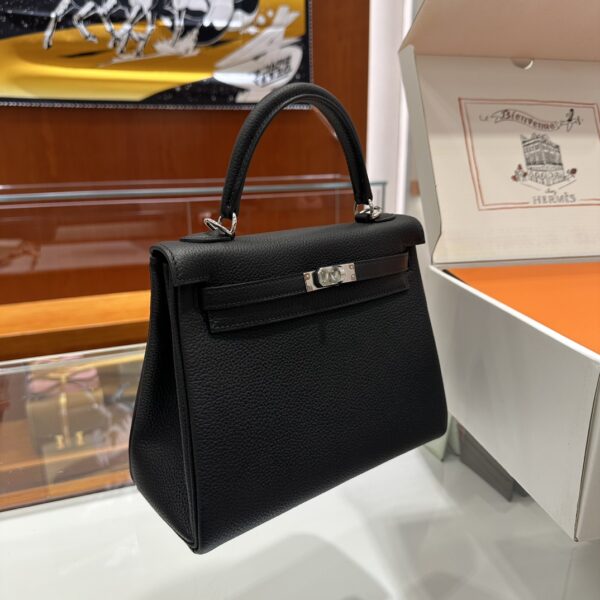 Liu Factory Kelly Togo Leather CK89 Black Silver Hardware 25cm Full Handmade