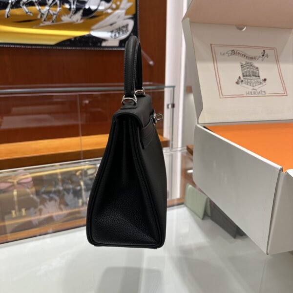 Liu Factory Kelly Togo Leather CK89 Black Silver Hardware 25cm Full Handmade