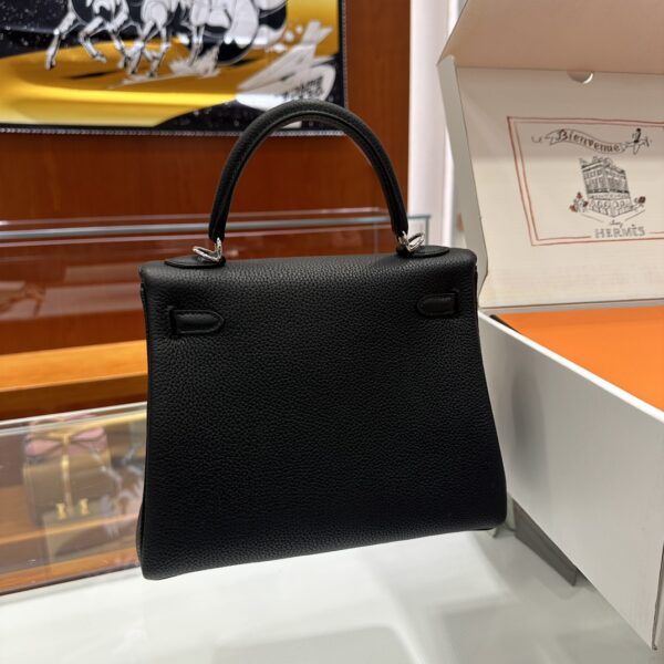 Liu Factory Kelly Togo Leather CK89 Black Silver Hardware 25cm Full Handmade