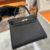Liu Factory Kelly Togo Leather CK89 Black Silver Hardware 25cm Full Handmade