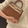 wsxc1778859497323_0 Liu Factory Kelly Togo Leather CK37 Gold Brown Silver Hardware 25cm Full Handmade