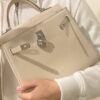 wsxc1778859547246_0 Liu Factory Kelly Togo Leather CK10 Cream White Silver Hardware 25cm Full Handmade