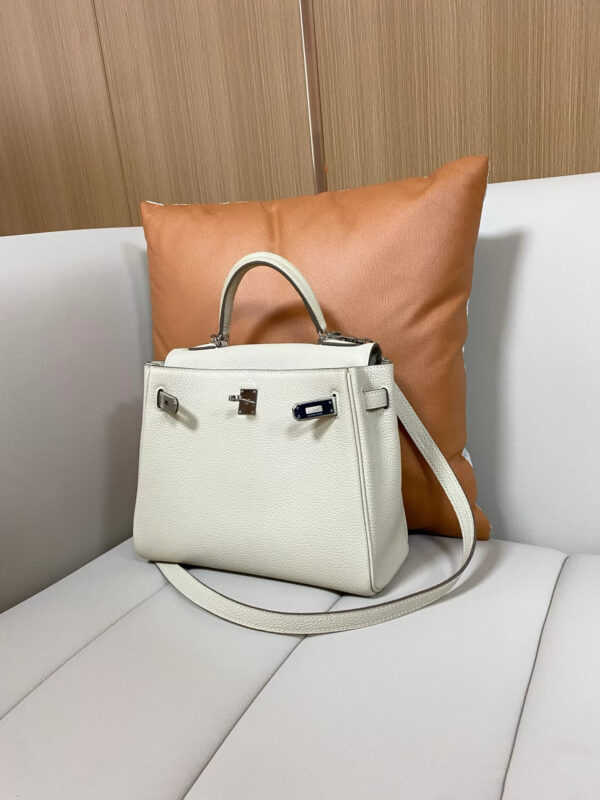 wsxc1778859547246_1 Liu Factory Kelly Togo Leather CK10 Cream White Silver Hardware 25cm Full Handmade