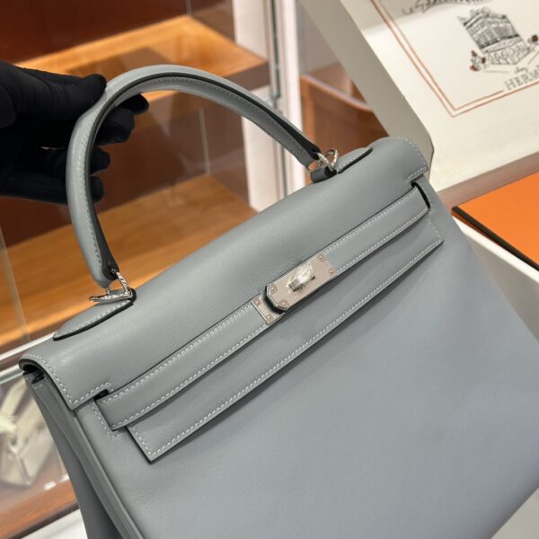 wsxc1779199240696_3 Liu Factory Kelly Swift Leather Linen Blue Silver Hardware 32cm Full Handmade