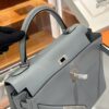 wsxc1779199240696_4 Liu Factory Kelly Swift Leather Linen Blue Silver Hardware 32cm Full Handmade