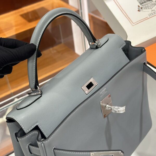wsxc1779199240696_4 Liu Factory Kelly Swift Leather Linen Blue Silver Hardware 32cm Full Handmade