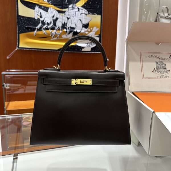 wsxc1779199346473_0-1 Liu Factory Kelly Shiny Box Leather Ebony Color Gold Hardware 28cm Full Handmade