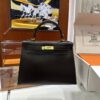 wsxc1779199346473_0 Liu Factory Kelly Shiny Box Leather Ebony Color Gold Hardware 28cm Full Handmade