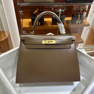 wsxc1779199378204_0 Liu Factory Kelly Shiny Box Leather Caramel Coffee Gold Hardware 28cm Full Handmade