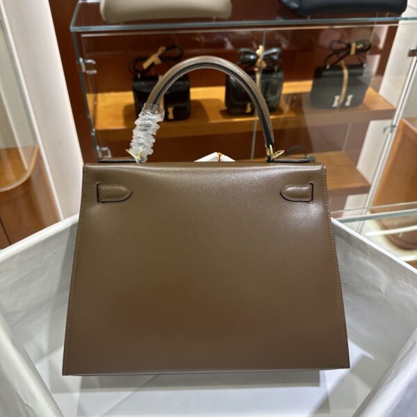 wsxc1779199378204_1 Liu Factory Kelly Shiny Box Leather Caramel Coffee Gold Hardware 28cm Full Handmade