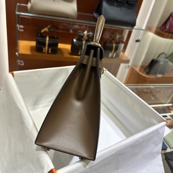 wsxc1779199378204_2 Liu Factory Kelly Shiny Box Leather Caramel Coffee Gold Hardware 28cm Full Handmade