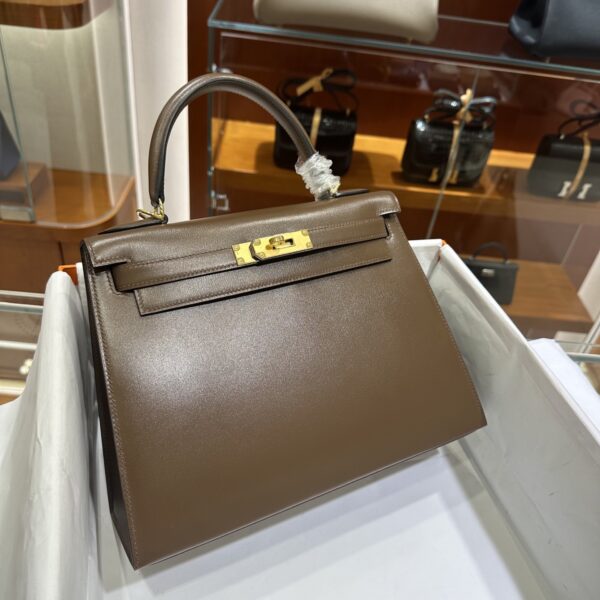wsxc1779199378204_3 Liu Factory Kelly Shiny Box Leather Caramel Coffee Gold Hardware 28cm Full Handmade