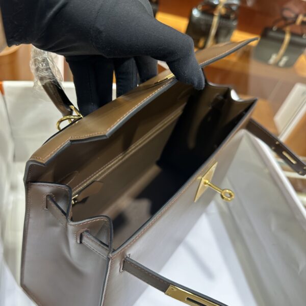 wsxc1779199378204_4 Liu Factory Kelly Shiny Box Leather Caramel Coffee Gold Hardware 28cm Full Handmade