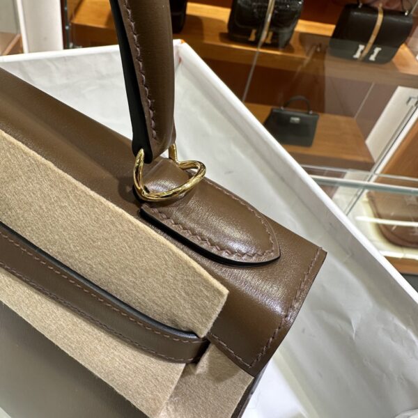 wsxc1779199378204_7 Liu Factory Kelly Shiny Box Leather Caramel Coffee Gold Hardware 28cm Full Handmade