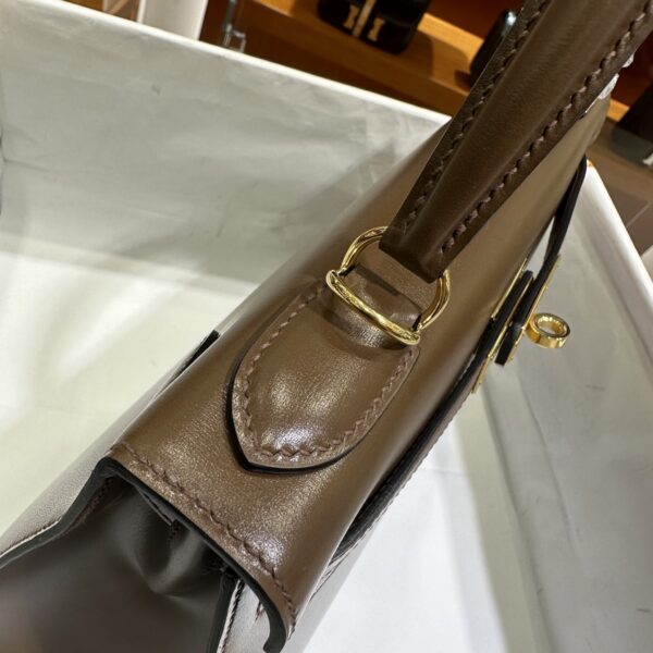 wsxc1779199380229_7 Liu Factory Kelly Shiny Box Leather Caramel Coffee Gold Hardware 28cm Full Handmade