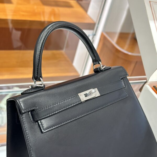 wsxc1779199427242_2 Liu Factory Kelly Shiny Box Leather CK89 Black Silver Hardware 25cm Full Handmade