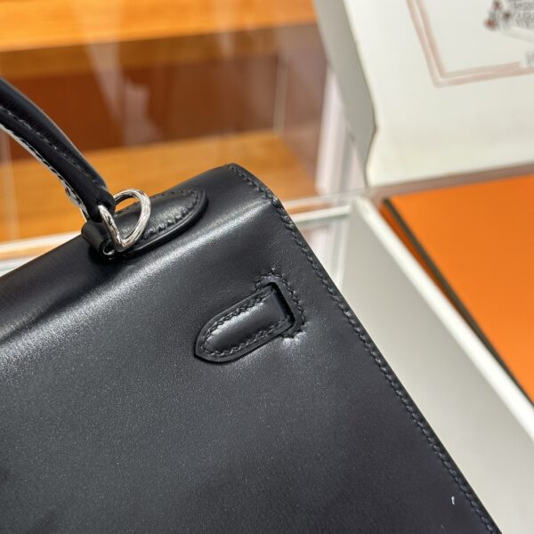 wsxc1779199427242_3 Liu Factory Kelly Shiny Box Leather CK89 Black Silver Hardware 25cm Full Handmade
