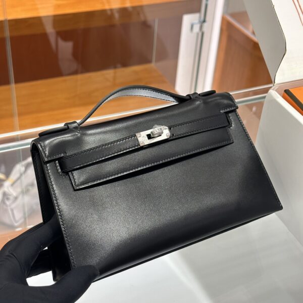wsxc1779199582715_1 Liu Factory Mini Kelly Pochette Shiny Box Leather CK89 Black Silver Hardware 22cm Full Handmade