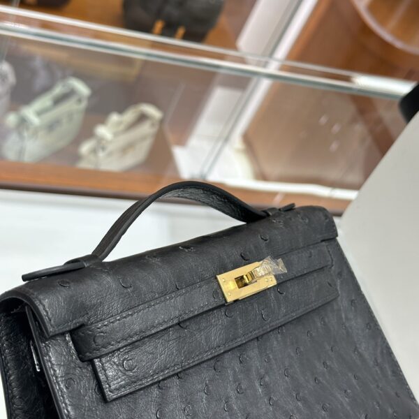 wsxc1779810647086_2 Liu Factory Mini Kelly Pochette Ostrich Leather CK89 Black Silver Hardware 22cm Full Handmade