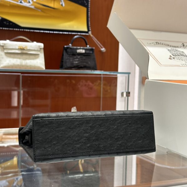 wsxc1779810647086_3 Liu Factory Mini Kelly Pochette Ostrich Leather CK89 Black Silver Hardware 22cm Full Handmade