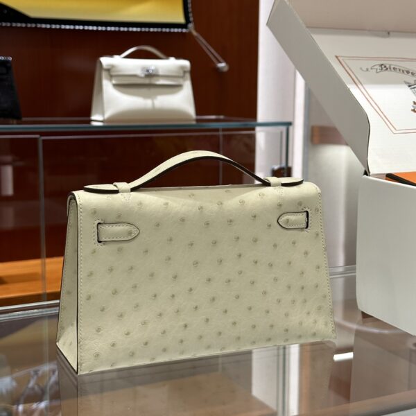 wsxc1779810672264_1 Liu Factory Mini Kelly Pochette Ostrich Leather Cream White Gold Hardware 22cm Full Handmade