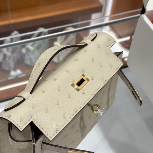 wsxc1779810672264_4 Liu Factory Mini Kelly Pochette Ostrich Leather Cream White Gold Hardware 22cm Full Handmade