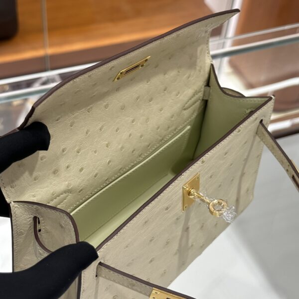 wsxc1779810672264_5 Liu Factory Mini Kelly Pochette Ostrich Leather Cream White Gold Hardware 22cm Full Handmade