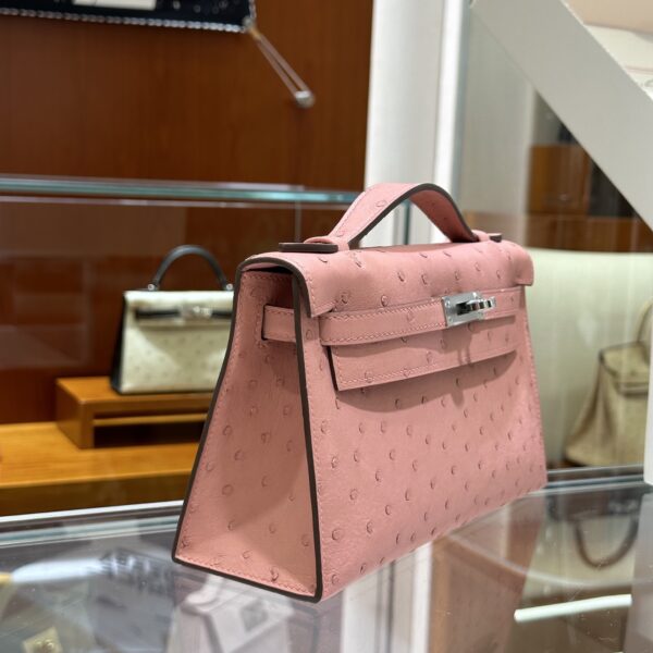 wsxc1780397467471_2 Liu Factory Mini Kelly Pochette Ostrich Leather CK94 Cream Pink Silver Hardware 22cm Full Handmade