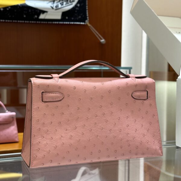 wsxc1780397467471_3 Liu Factory Mini Kelly Pochette Ostrich Leather CK94 Cream Pink Silver Hardware 22cm Full Handmade