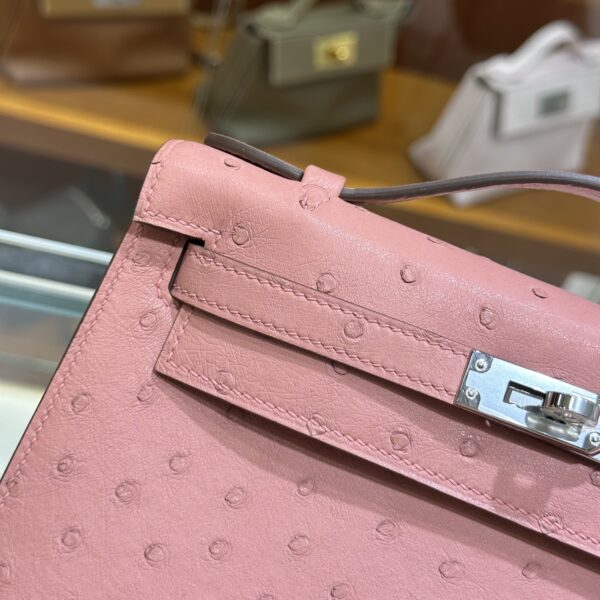 wsxc1780397467471_5 Liu Factory Mini Kelly Pochette Ostrich Leather CK94 Cream Pink Silver Hardware 22cm Full Handmade