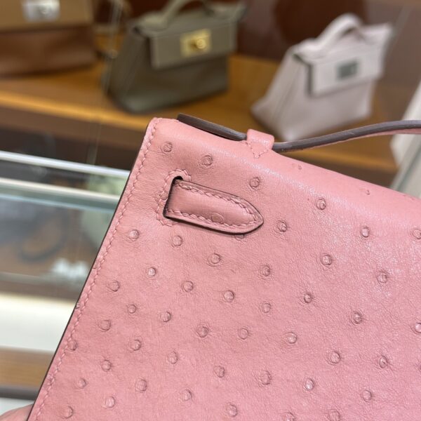 wsxc1780397467471_7 Liu Factory Mini Kelly Pochette Ostrich Leather CK94 Cream Pink Silver Hardware 22cm Full Handmade