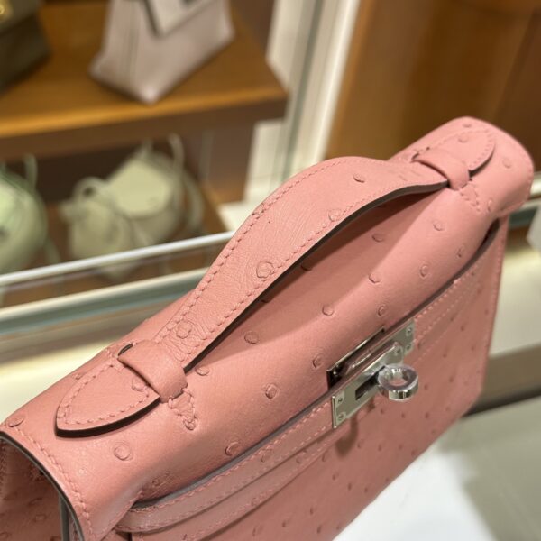wsxc1780397467471_8 Liu Factory Mini Kelly Pochette Ostrich Leather CK94 Cream Pink Silver Hardware 22cm Full Handmade