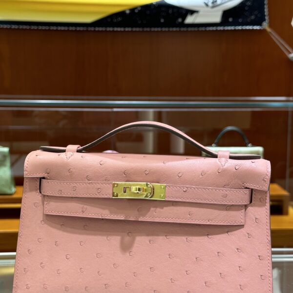 wsxc1780397505630_5 Liu Factory Mini Kelly Pochette Ostrich Leather CK94 Cream Pink Gold Hardware 22cm Full Handmade