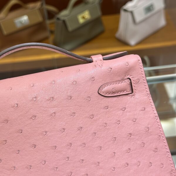wsxc1780397505630_7 Liu Factory Mini Kelly Pochette Ostrich Leather CK94 Cream Pink Gold Hardware 22cm Full Handmade