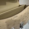 wsxc1781004401346_5 Liu Factory Constance Ostrich Leather Tea Khaki Silver Hardware 18cm Full Handmade
