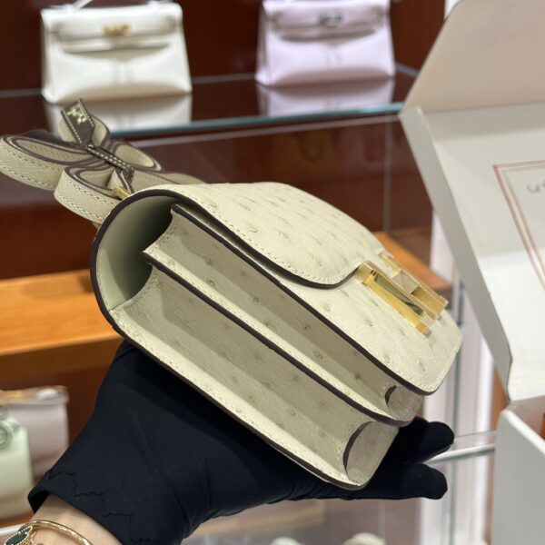 wsxc1781004460444_1 Liu Factory Constance Ostrich Leather Cream White Gold Hardware 18cm Full Handmade